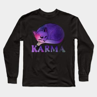 Quotes Funny Aesthetics  Me an Karma vibe like that Funny lazy cat Long Sleeve T-Shirt